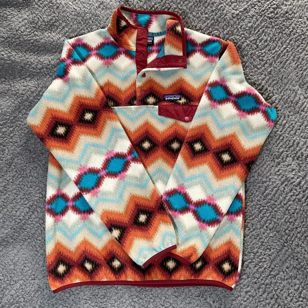 Patagonia Synchilla Lightweight Snap-T Pullover in HTF Timber Twist Cinder Red - Picture 4 of 6